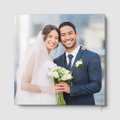 Elegant Wedding Calligraphy Foto Hearts Silver Gästebuch (Rückseite)