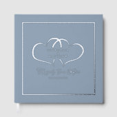 Elegant Wedding Calligraphy Foto Hearts Silver Gästebuch (Vorderseite)