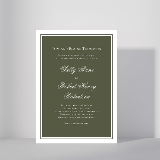 Elegant Wedding Calligraphy Green Script  Einladung