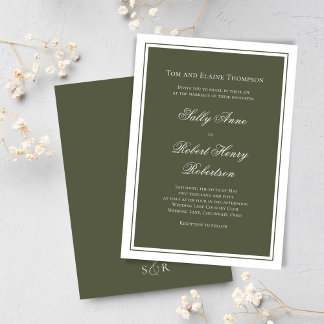 Elegant Wedding Calligraphy Green Script  Einladung