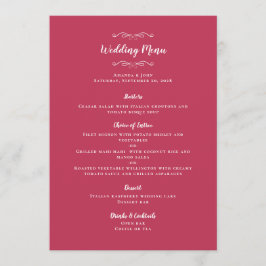 Elegant Wedding Calligraphy Magenta Gastessen Menükarte