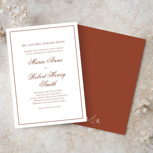 Elegant Wedding Calligraphy Script Burgundy Einladung