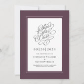 Elegant Wedding Calligraphy Script Chic Lila Save The Date (Vorderseite)