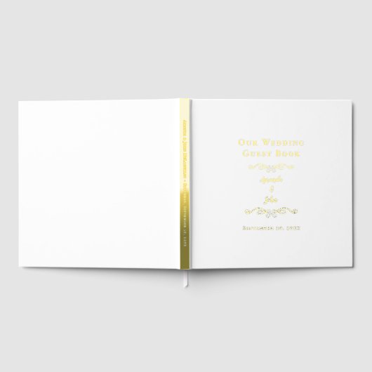 Elegant Wedding Calligraphy Script Classic Gold Gästebuch (Voll)