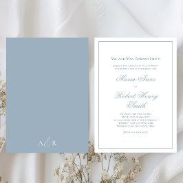 Elegant Wedding Calligraphy Script Dusty Blue Einladung