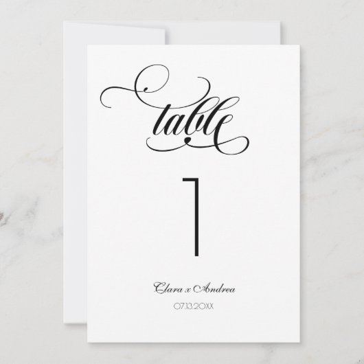 ELegant Wedding Calligraphy Script-Tischnummer (Vorderseite)
