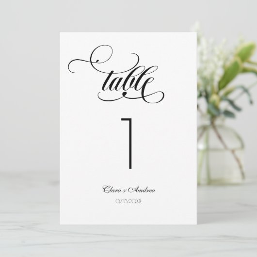 ELegant Wedding Calligraphy Script-Tischnummer (Stehend Vorderseite)