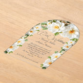 Elegant Wedding Camelias Weiße Gelbe Blumen Acryleinladungen (Ablage )