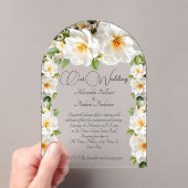 Elegant Wedding Camelias Weiße Gelbe Blumen Acryleinladungen (Insitu (Handheld))