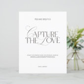 Elegant Wedding “Capture the Love” Hashtag Sign (Stehend Vorderseite)