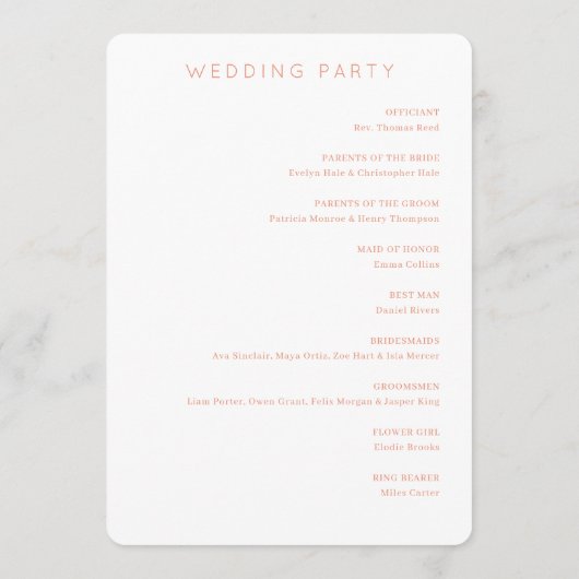 Elegant Wedding Ceremony Program Programm (Rückseite)