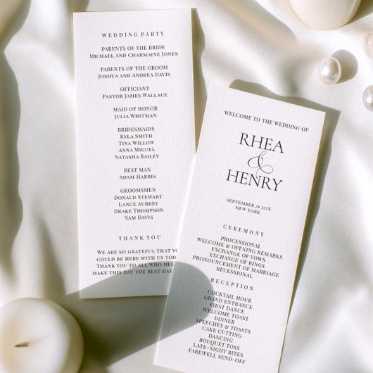 Elegant Wedding Ceremony & Reception Program  Programm