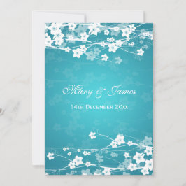 Elegant Wedding Cherry Blossom Blau Einladung