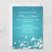 Elegant Wedding Cherry Blossom Blau Einladung (Rückseite)