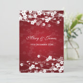 Elegant Wedding Cherry Blossom Red Einladung (Stehend Vorderseite)
