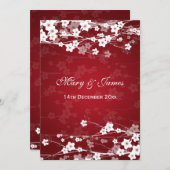 Elegant Wedding Cherry Blossom Red Einladung (Vorne/Hinten)