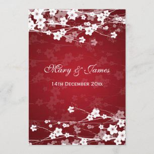 Elegant Wedding Cherry Blossom Red Einladung