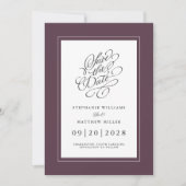 Elegant Wedding Chic Trendy Script Moody Lila Save The Date (Vorderseite)