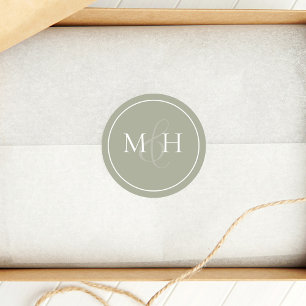 Elegant Wedding Classic Minimalistisch Monogram Gr Runder Aufkleber