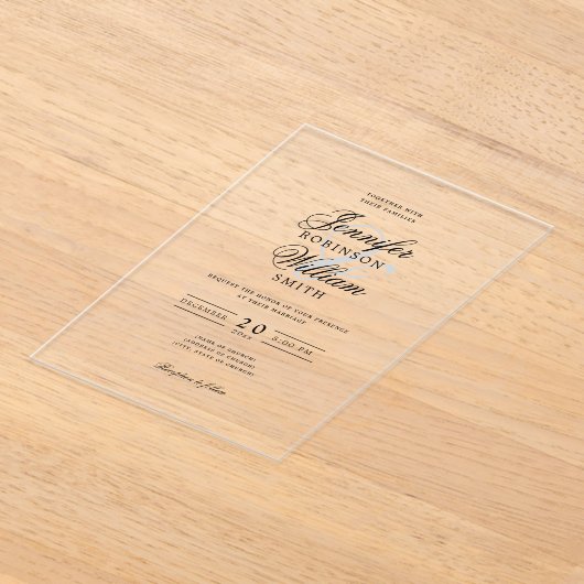 Elegant Wedding Classy Script Typografy Silver Acryleinladungen (Ablage )