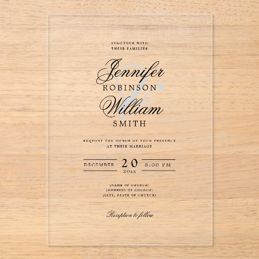 Elegant Wedding Classy Script Typografy Silver Acryleinladungen (Vorderseite)