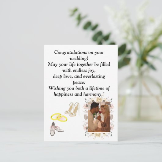 Elegant Wedding Congratulations Card | Romantic Fl Postkarte (Stehend Vorderseite)