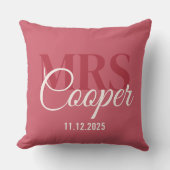 Elegant Wedding Couple Name Red Ivory Farbe Kissen (Vorderseite)