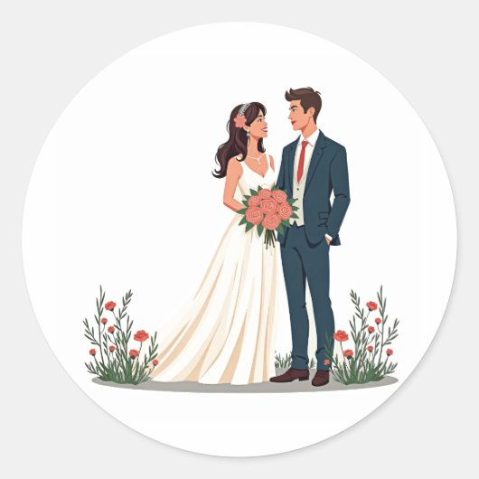 Elegant Wedding Couple Sticker (Vorderseite)