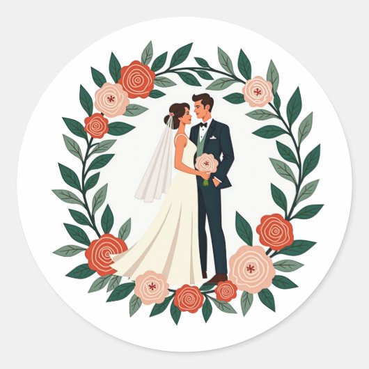 Elegant Wedding Couple Sticker (Vorderseite)