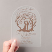 Elegant Wedding Couple Tree Gerahmt Brown Acryleinladungen (Insitu (Handheld))