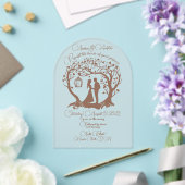 Elegant Wedding Couple Tree Gerahmt Brown Acryleinladungen (Insitu (Hochzeit))