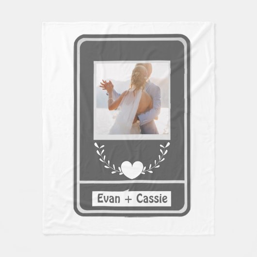 ELEGANT Wedding Couple's Foto Names Fleecedecke (Vorderseite)