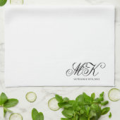 Elegant Wedding Couples Initials Script Monogram Geschirrtuch (Gefaltet)