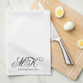 Elegant Wedding Couples Initials Script Monogram Geschirrtuch (Viertel Falte)