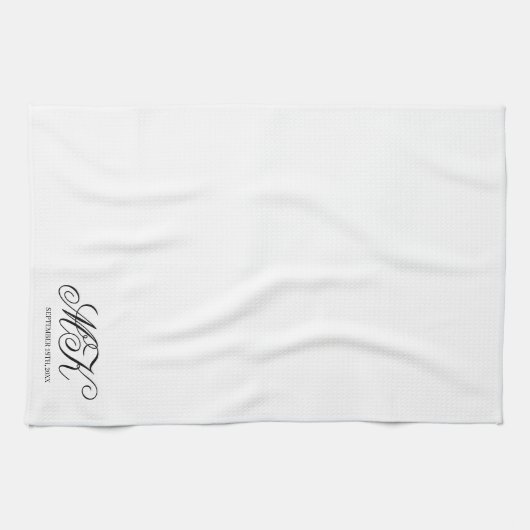 Elegant Wedding Couples Initials Script Monogram Geschirrtuch (Horizontal)