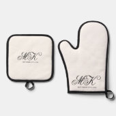Elegant Wedding Couples Initials Script Monogram Ofenhandschuh & Topflappen-Set (Vorderseite)