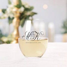 Elegant Wedding Couples Initials Script Monogram Weinglas Ohne Stiel