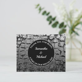 Elegant Wedding Crackled Silver Guest Danke Postkarte