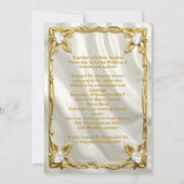 Elegant Wedding Cream White Faux Silk Gold Diamond Einladung (Rückseite)