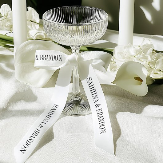 Elegant Wedding Custom Names Pattern Satinband