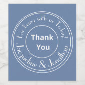 Elegant Wedding Custom Names Thank You Dusty Blue  Weinetikett (Einzelnes Label)
