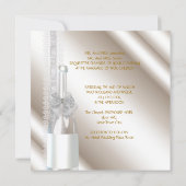 Elegant Wedding Damask Cream White Champagne Einladung (Rückseite)