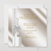 Elegant Wedding Damask Cream White Champagne Einladung (Rückseite)