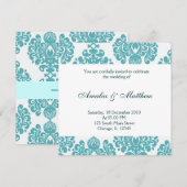 Elegant Wedding Damask Einladung (Vorne/Hinten)