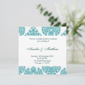 Elegant Wedding Damask Einladung (Stehend Vorderseite)
