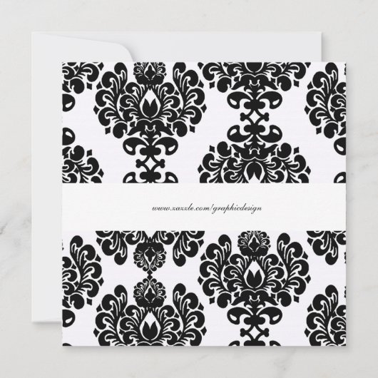 Elegant Wedding Damask Einladung (Rückseite)
