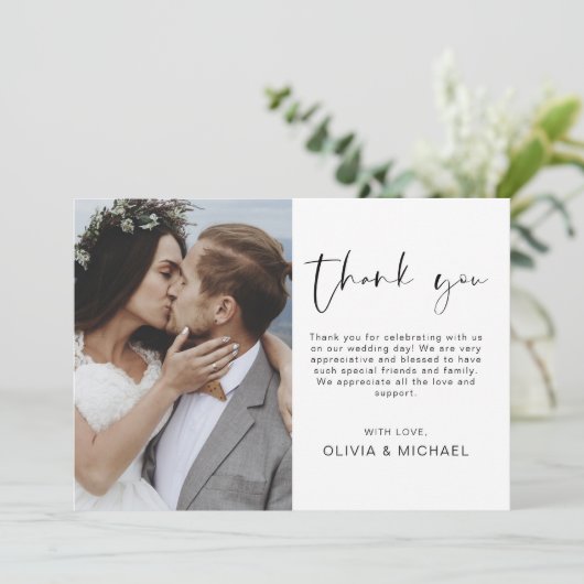 Elegant Wedding Dankeschön Foto Einladung (Stehend Vorderseite)