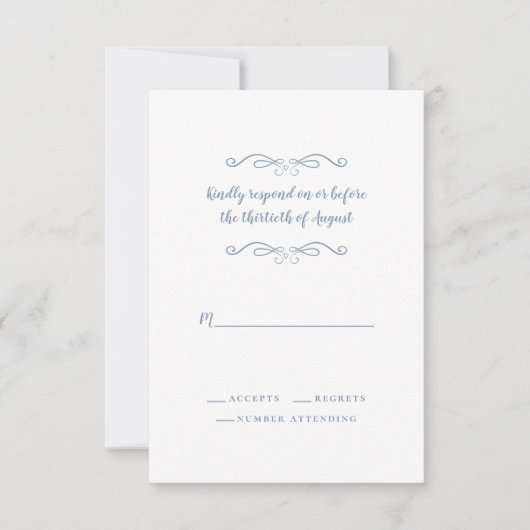 Elegant Wedding Delicate Dusty Blue Minimalistisch RSVP Karte (Vorderseite)
