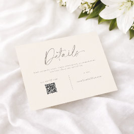 Elegant Wedding Details Card with QR Code Einladung