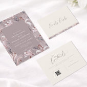 Elegant Wedding Details Card with QR Code Einladung